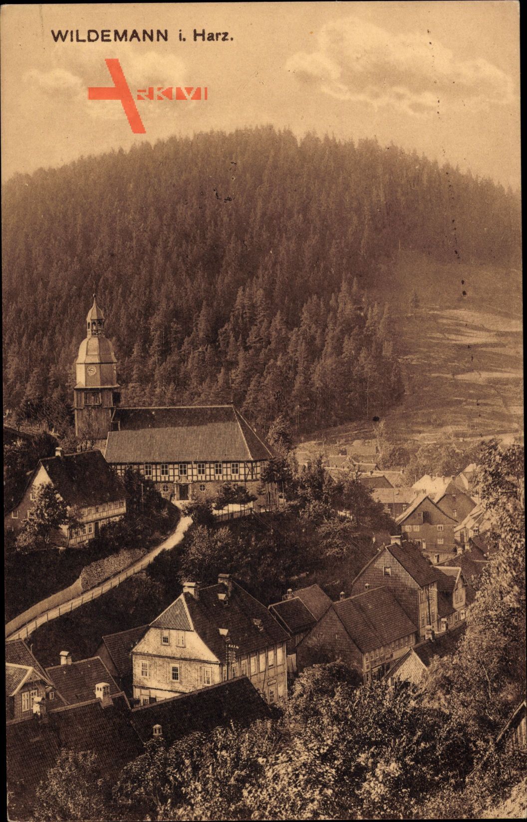 Wildemann im Oberharz, Ortschaft mit Kirche und Wald