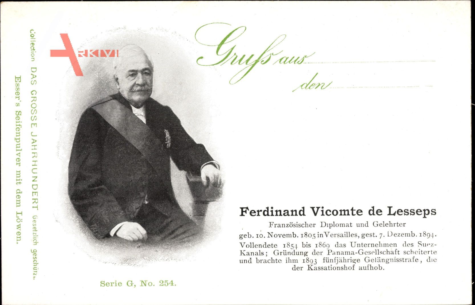 Ferdinand Vicomte de Lesseps, Franz. Diplomat, 1805 bis 1891