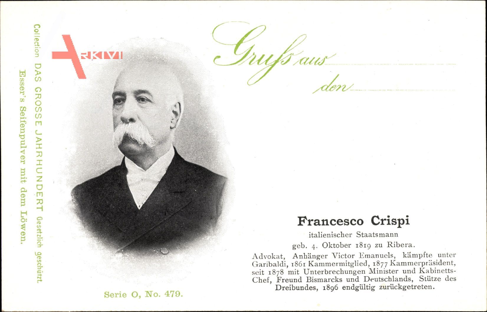 Francesco Crispi, Italienischer Staatsmann, 1819 bis 1901
