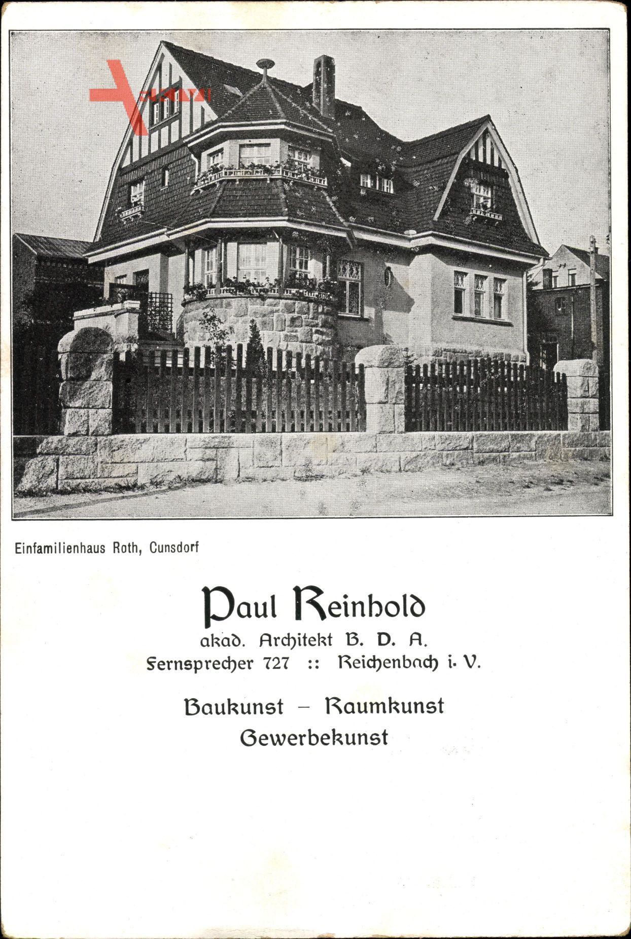 Cunsdorf Reichenbach Vogtland, Architekt P. Reinhold, Einfamilienhaus