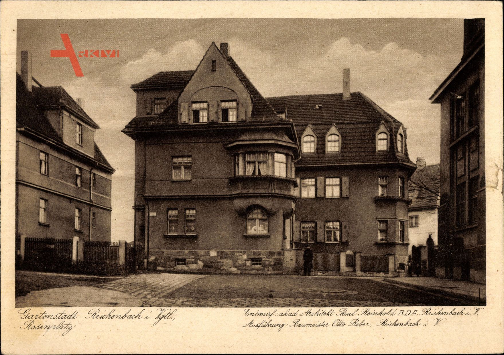 Reichenbach Vogtland, Blick auf den Rosenplatz, O. Reber, P. Reinhold