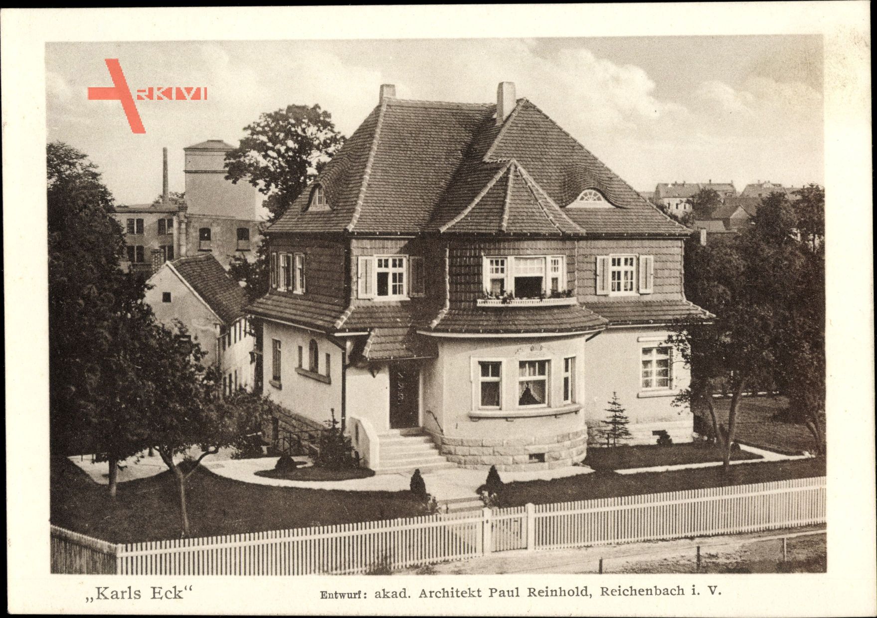 Reichenbach im Vogtland, Blick auf die Villa Karls Eck, Paul Reinhold