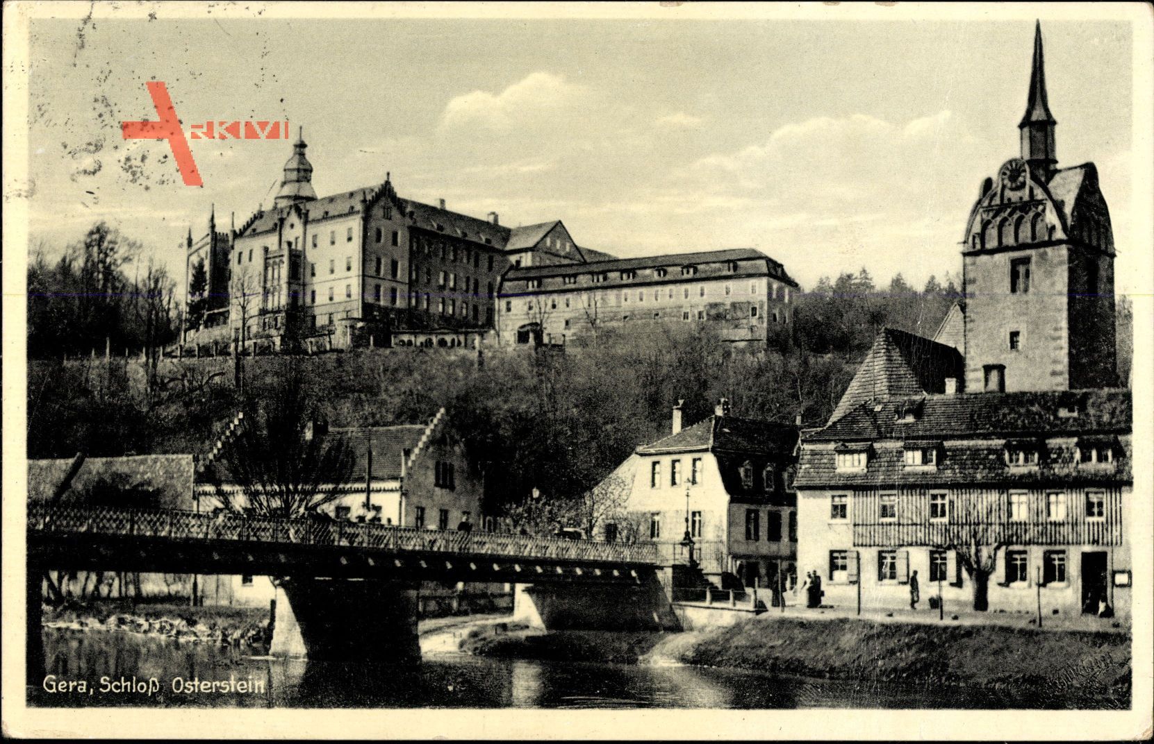 Gera in Thüringen, Schloss Osterstein, Brücke, Kirche, Häuser