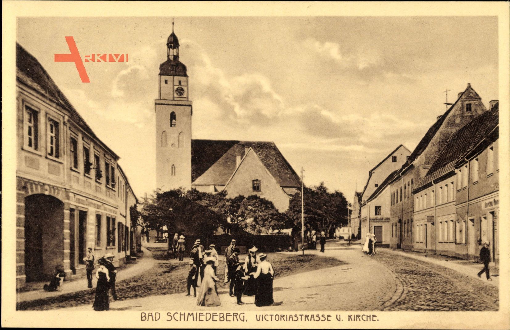 Bad Schmiedeberg in der Dübener Heide, Victoriastraße und Kirche