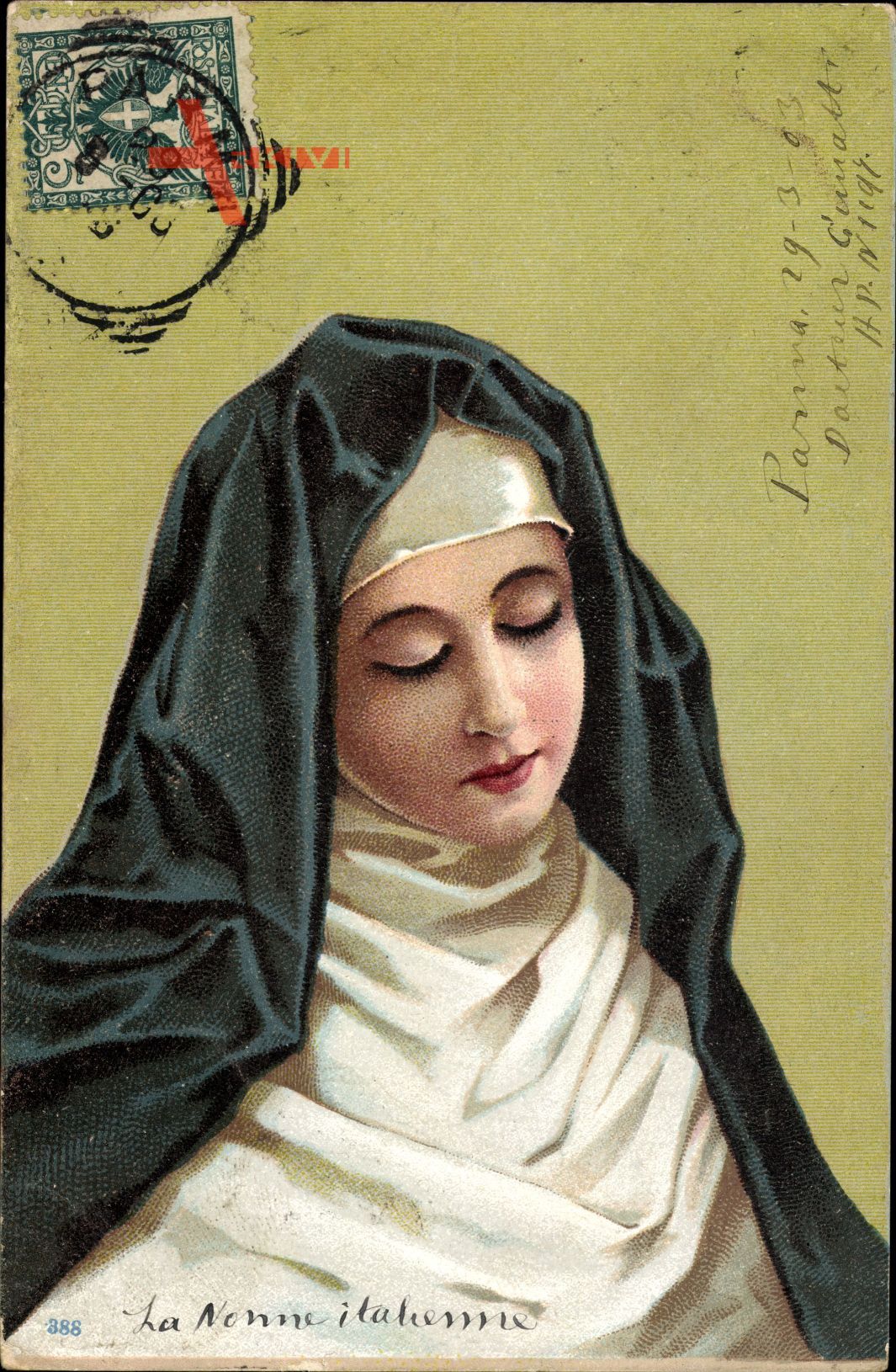 Italien, Italienische Nonne, Portrait, Kopfbedeckung