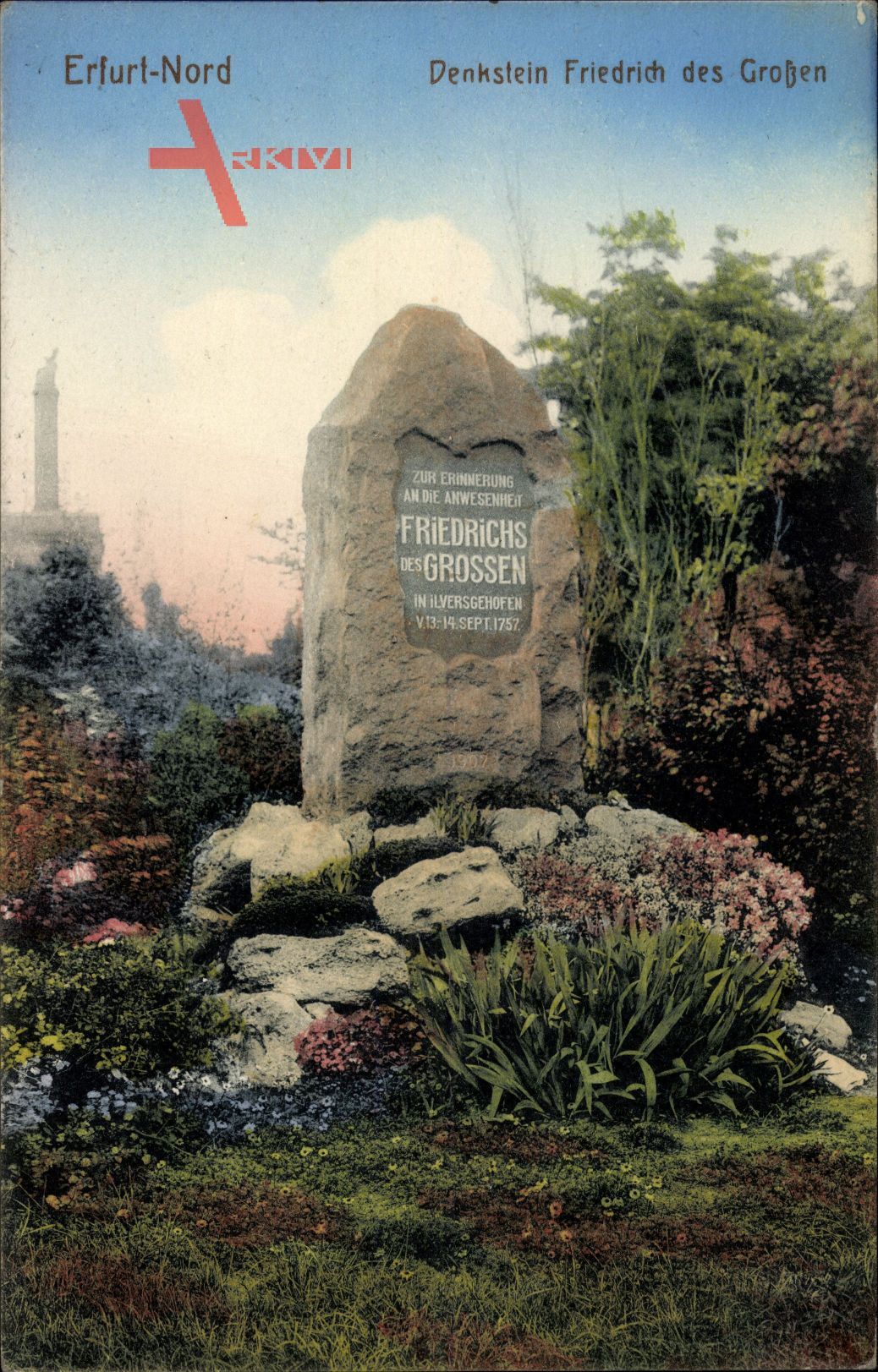 Erfurt Nord in Thüringen, Denkstein Friedrich des Großen