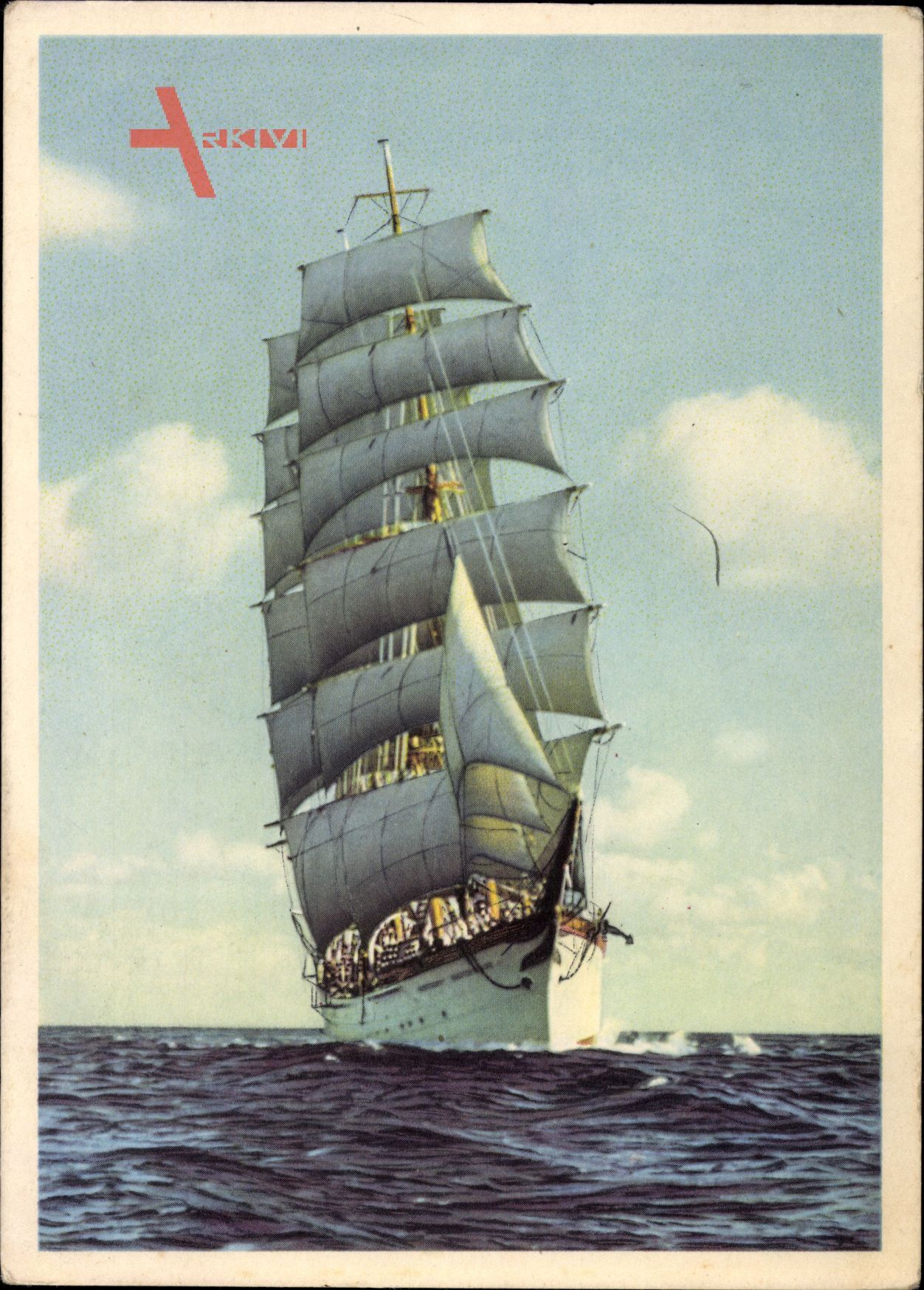Segelschulschiff, Dreimastbark in Fahrt, Segel im Wind