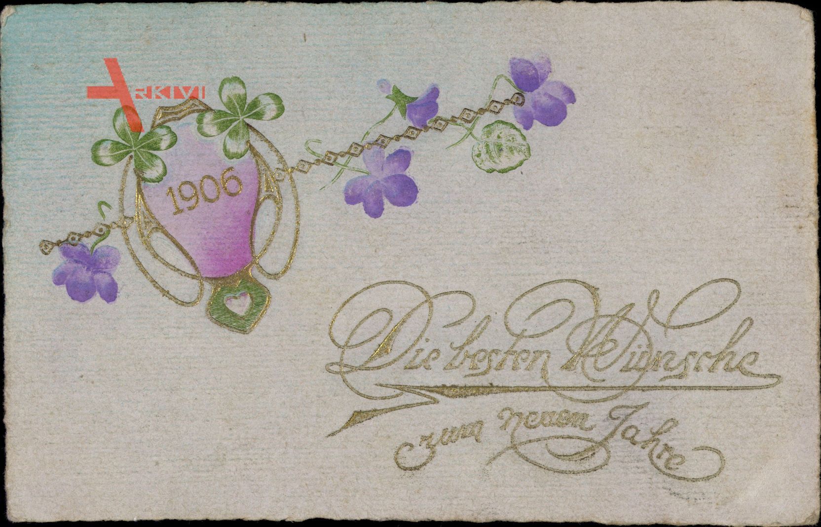 Glückwunsch Neujahr, Jahreszahl 1906, Kitsch