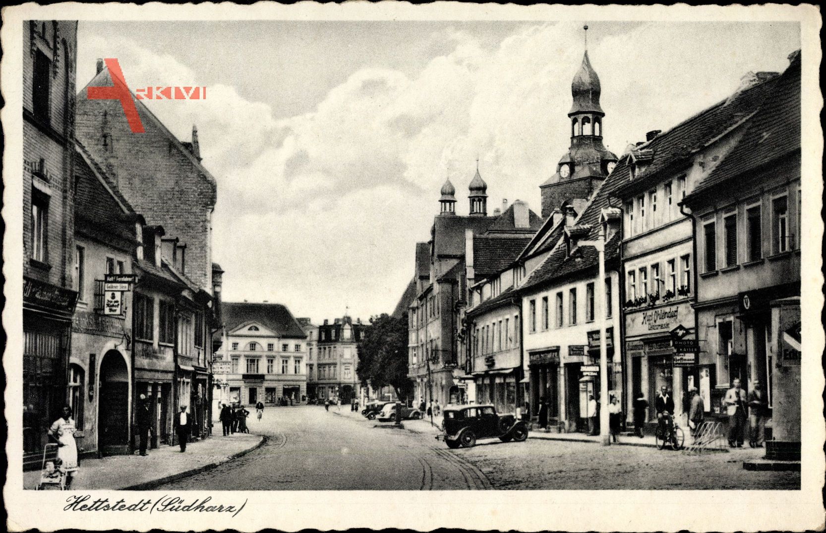Hettstedt im Harzvorland Sachsen Anhalt, Straßenpartie, Geschäft K. Ohlendorf