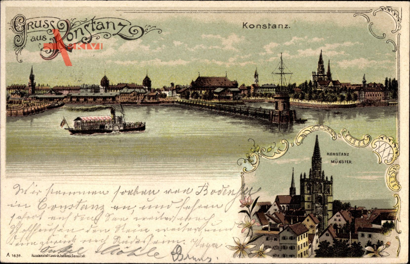Konstanz am Bodensee, Salondampfer, Münster, Blick auf den Ort, Hafen