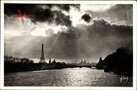 Paris, En Flanant, Eiffelturm, Tour d'Eiffel, Coucher de soleil sur la Seine