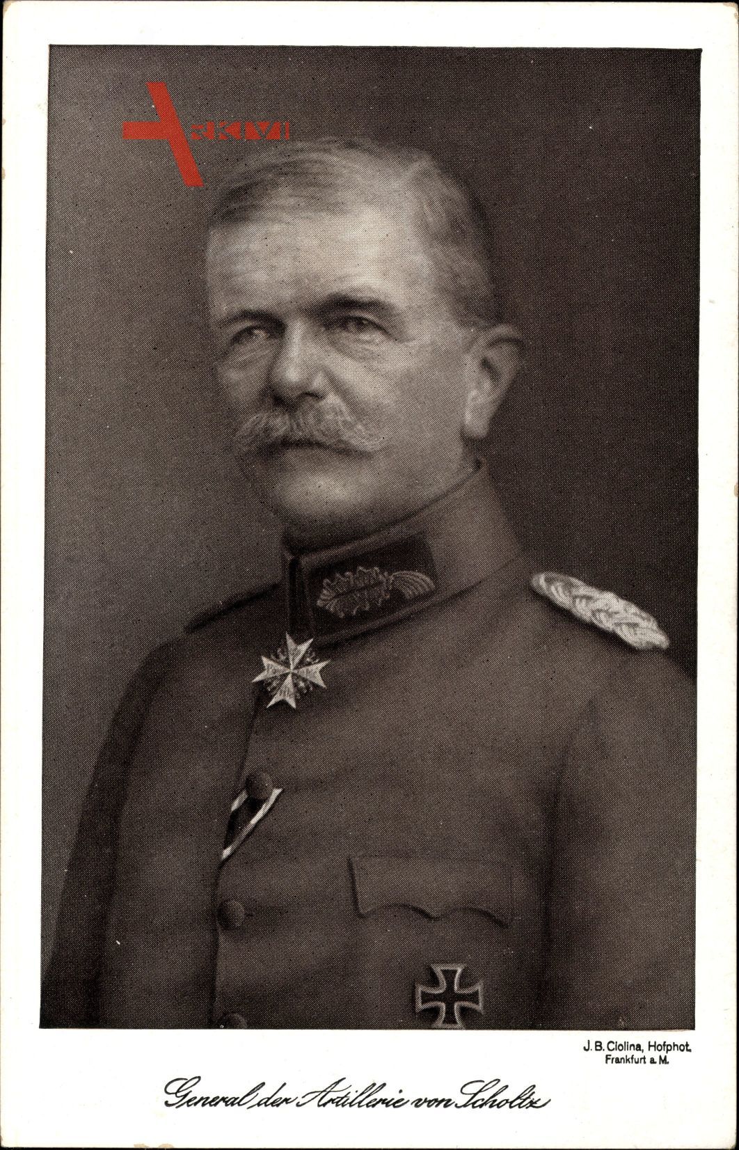 General Friedrich von Scholtz, Artillerie, Portrait