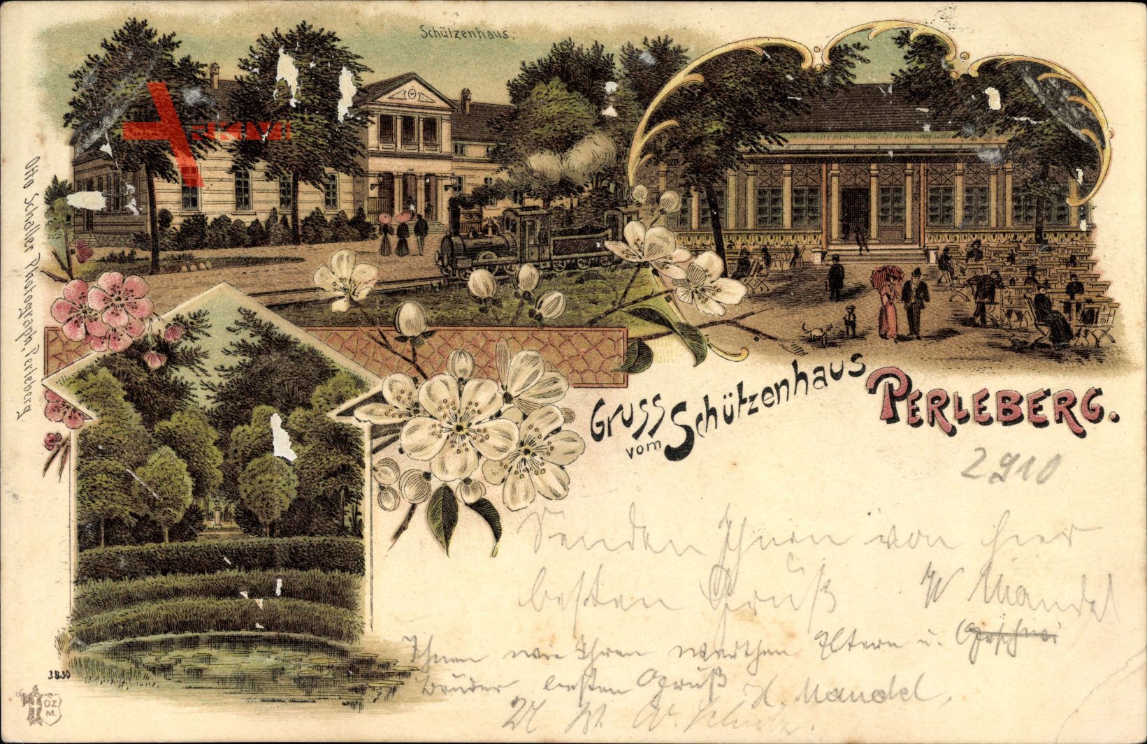 Perleberg in der Prignitz, Schützenhaus, Dampflok, Gartenpartie