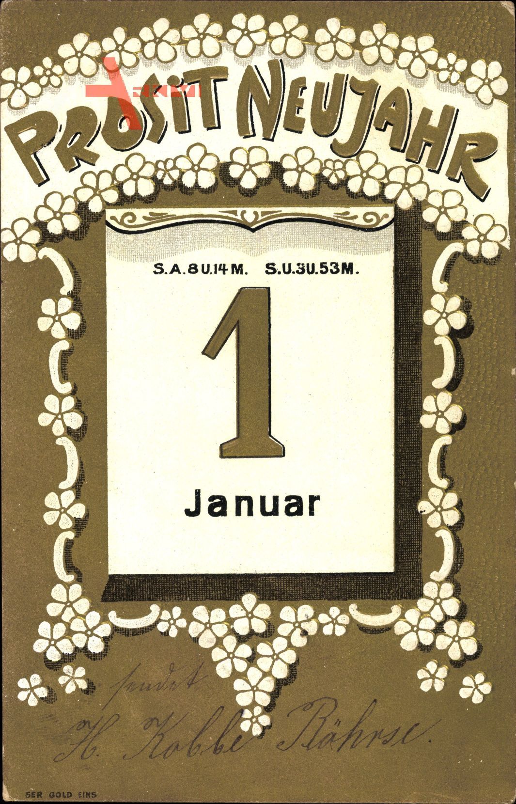 Glückwunsch Neujahr, Kalender, 1 Januar, Blumen