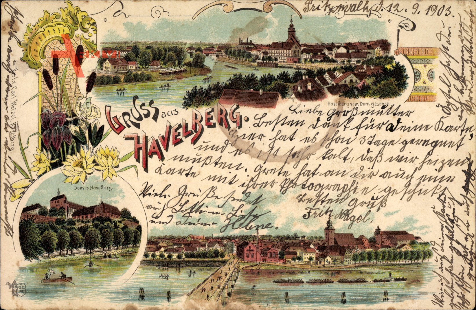Havelberg in Sachsen Anhalt, Dom, Totalansicht, Brücke