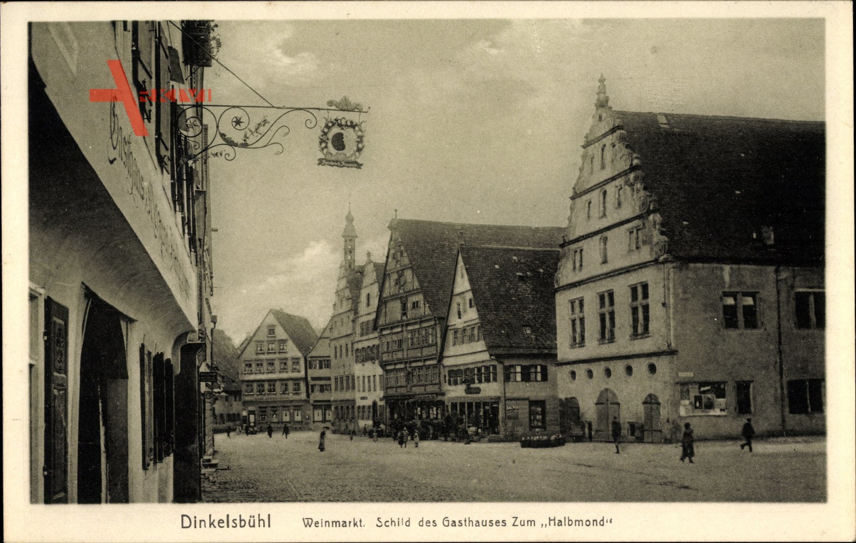 Dinkelsbühl im Kreis Ansbach Mittelfranken, Weinmarkt, Gasthaus Halbmond