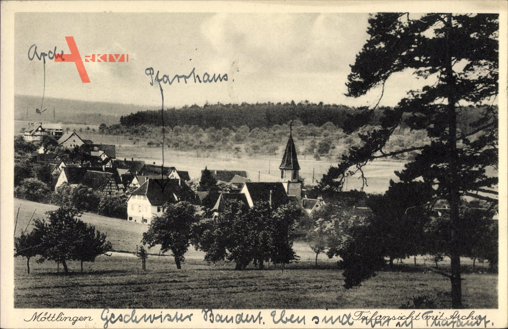 Möttlingen Bad Liebenzell im Schwarzwald, Teilansicht mit Arche u. Pfarrhaus
