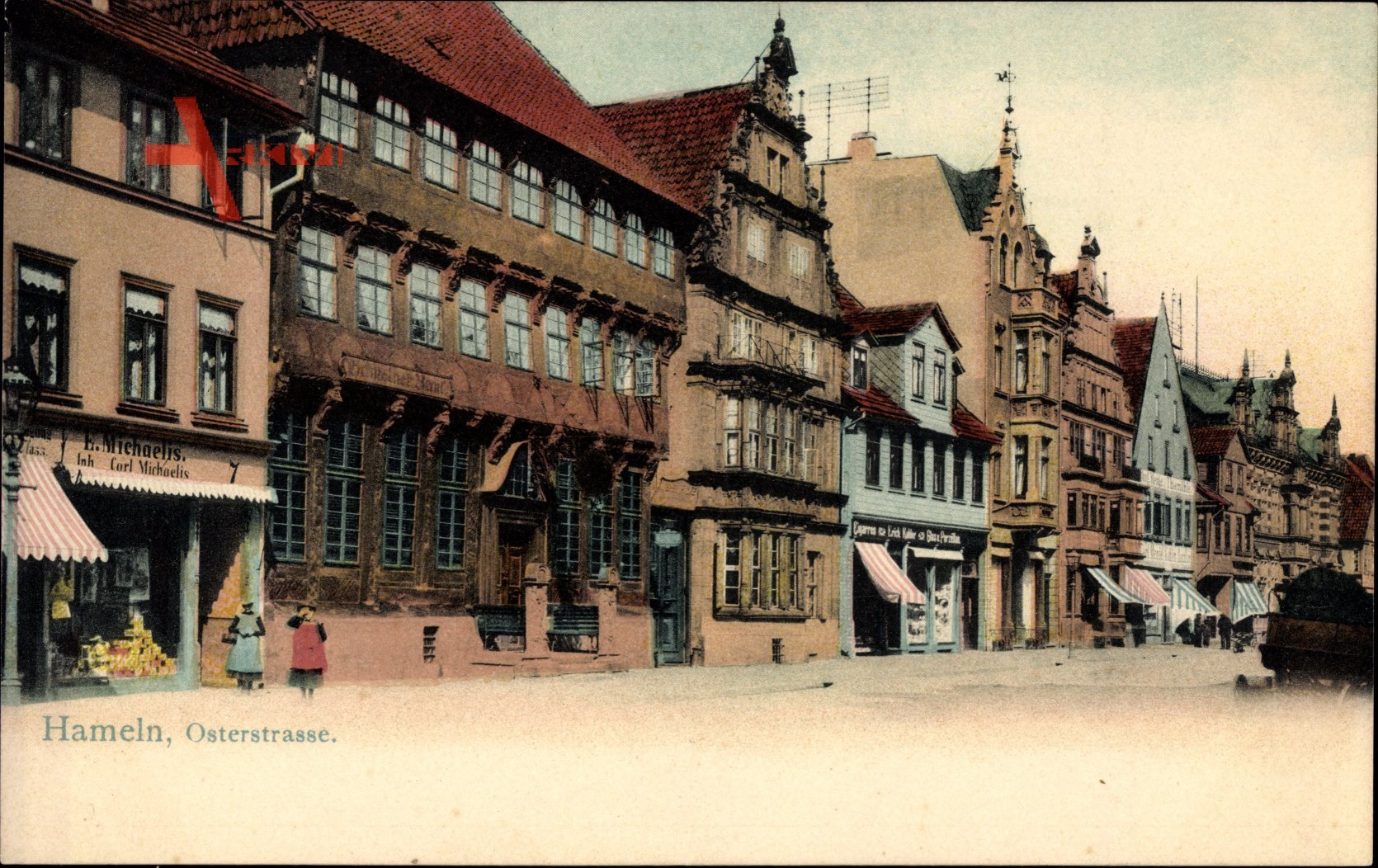 Hameln in Niedersachsen, Geschäft Michaelis, Osterstraße, Giebelhäuser