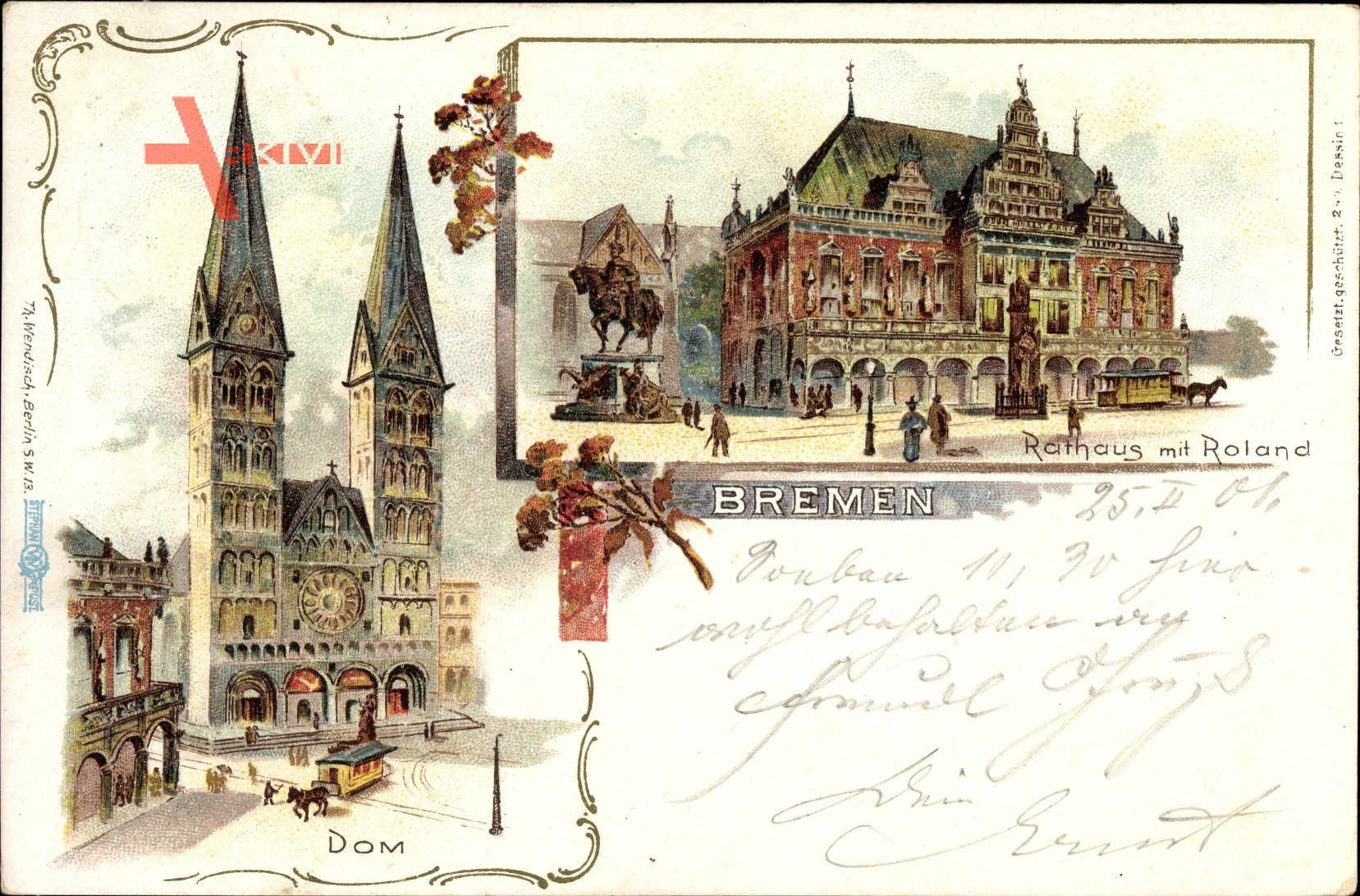 Hansestadt Bremen, Blick auf den Dom, Rathaus mit Roland, Kutsche