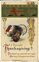 Ein friedvolles Thanksgiving mit Spruch um 1910