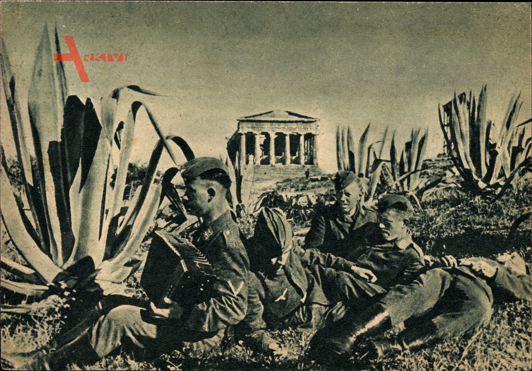 Deutsche Wehrmacht, Soldaten machen Rast in Griechenland, kordeon, Agaven