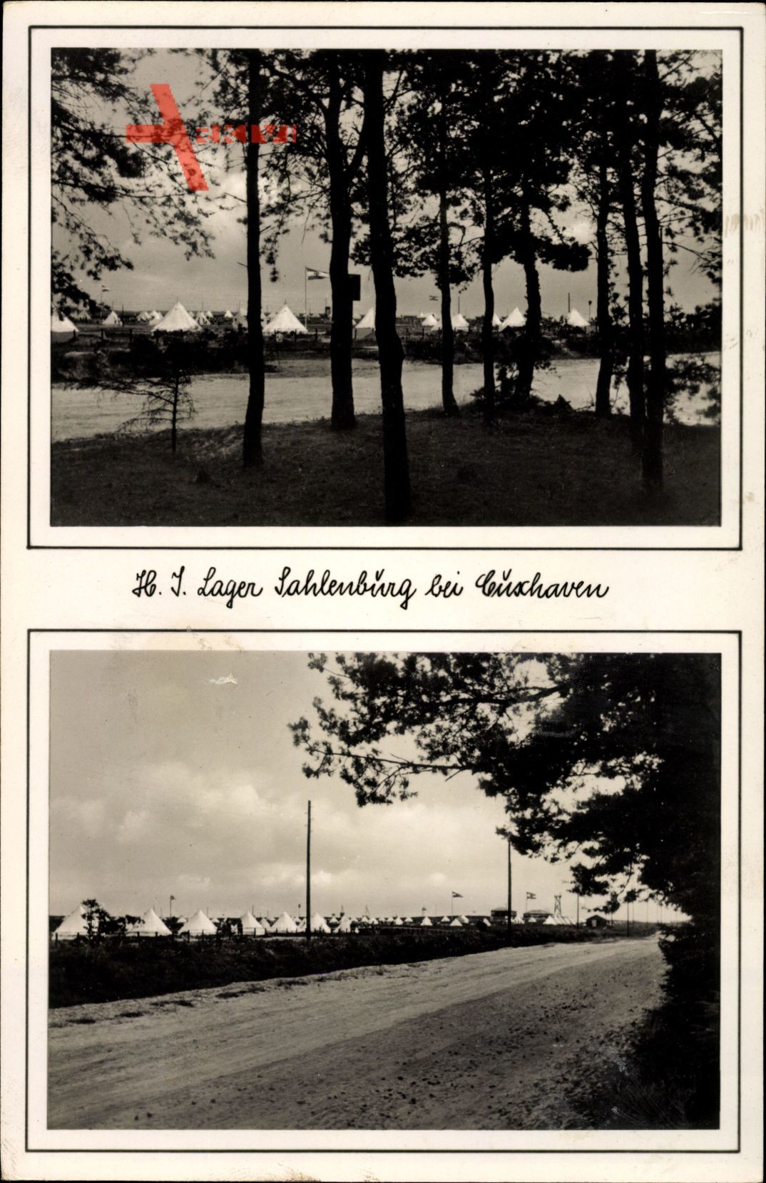 Sahlenburg Cuxhaven in Niedersachsen, Blick zum Lager der Hitlerjugend