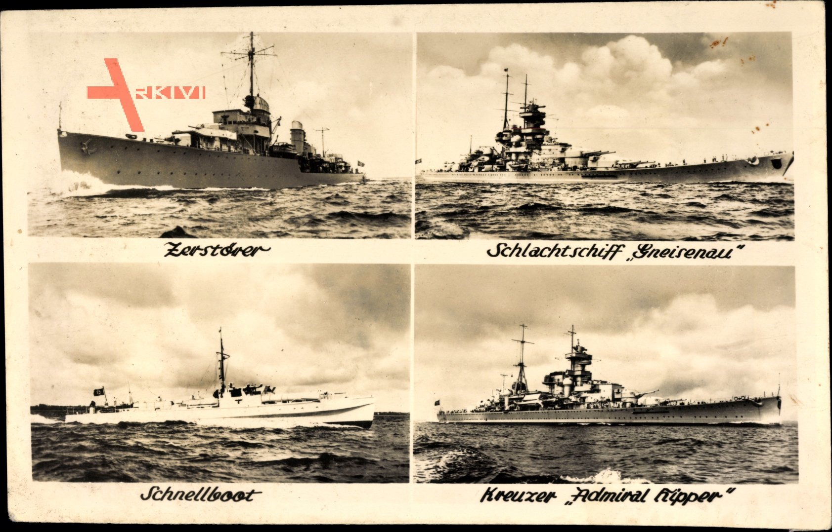 Deutsche Kriegsschiffe, Zerstörer, Schlachtschiff Gneisenau, Kreuzer Admiral Hipper