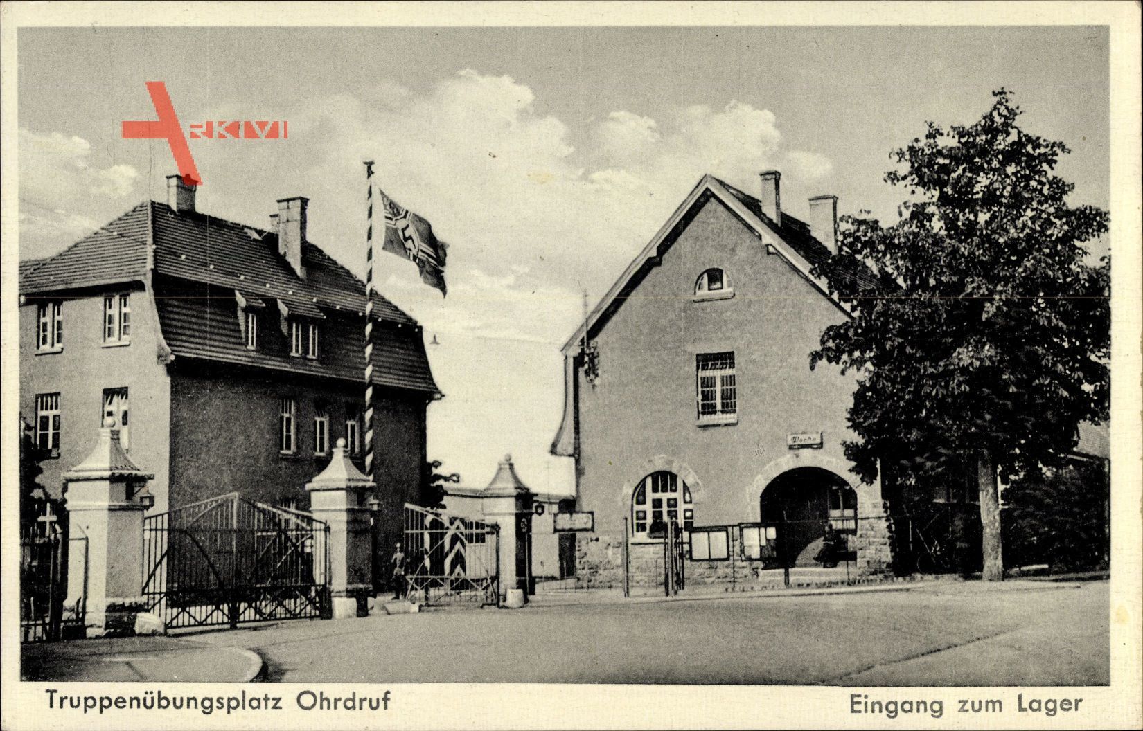 Ohrdruf im Thüringischen Kreis Gotha, Truppenübungsplatz, Eingang zum Lager