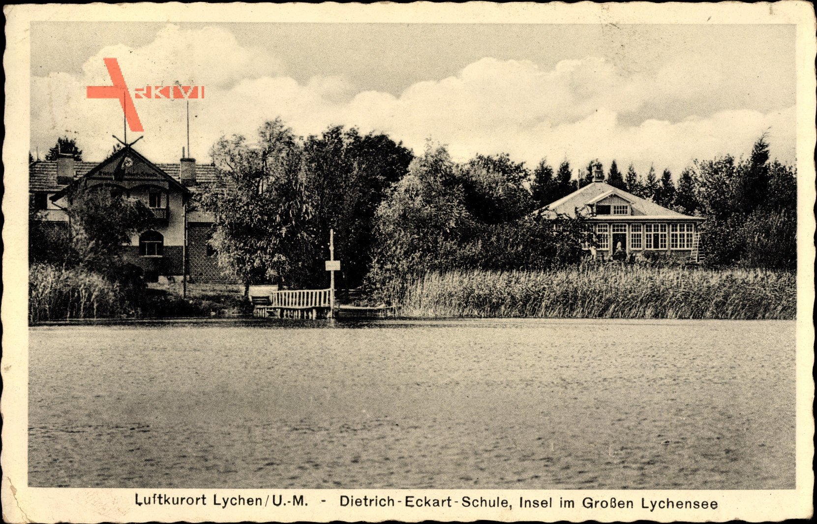 Lychen im Kreis Uckermark, Dietrich Eckart Schule, Insel im Großen Lychensee, Hakenkreuz