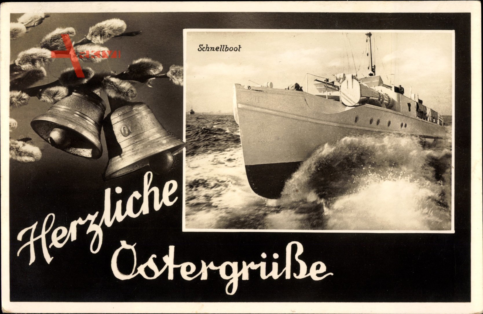 Deutsches Kriegsschiff, Schnellboot, Kriegsmarine, Ostergrüße, Glocken
