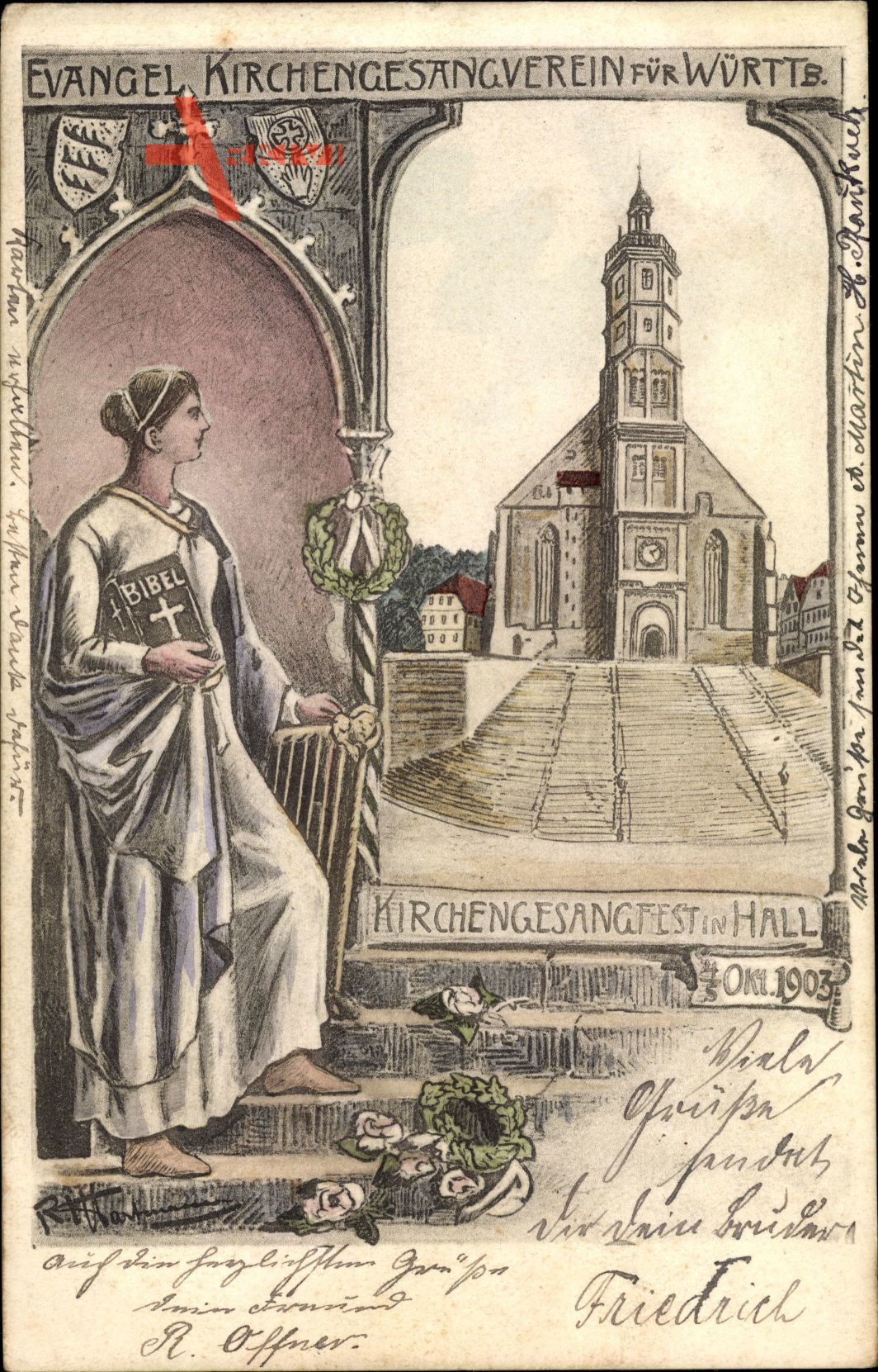 Schwäbisch Hall in Baden Württemberg, Kirchengesangsfest 1903, Kirche