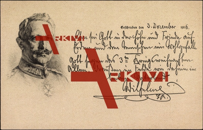 Adel Preußen, Portrait von Kaiser Wilhelm, Brief