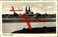 Xanten, Blick auf den Ort und den Rhein, Uferansicht