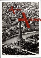 Paris, Fliegeraufnahme Eiffel Turm und Triumphbogen