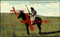 Blick auf Cree Indianer Mustatem Moutiapec, Tracht