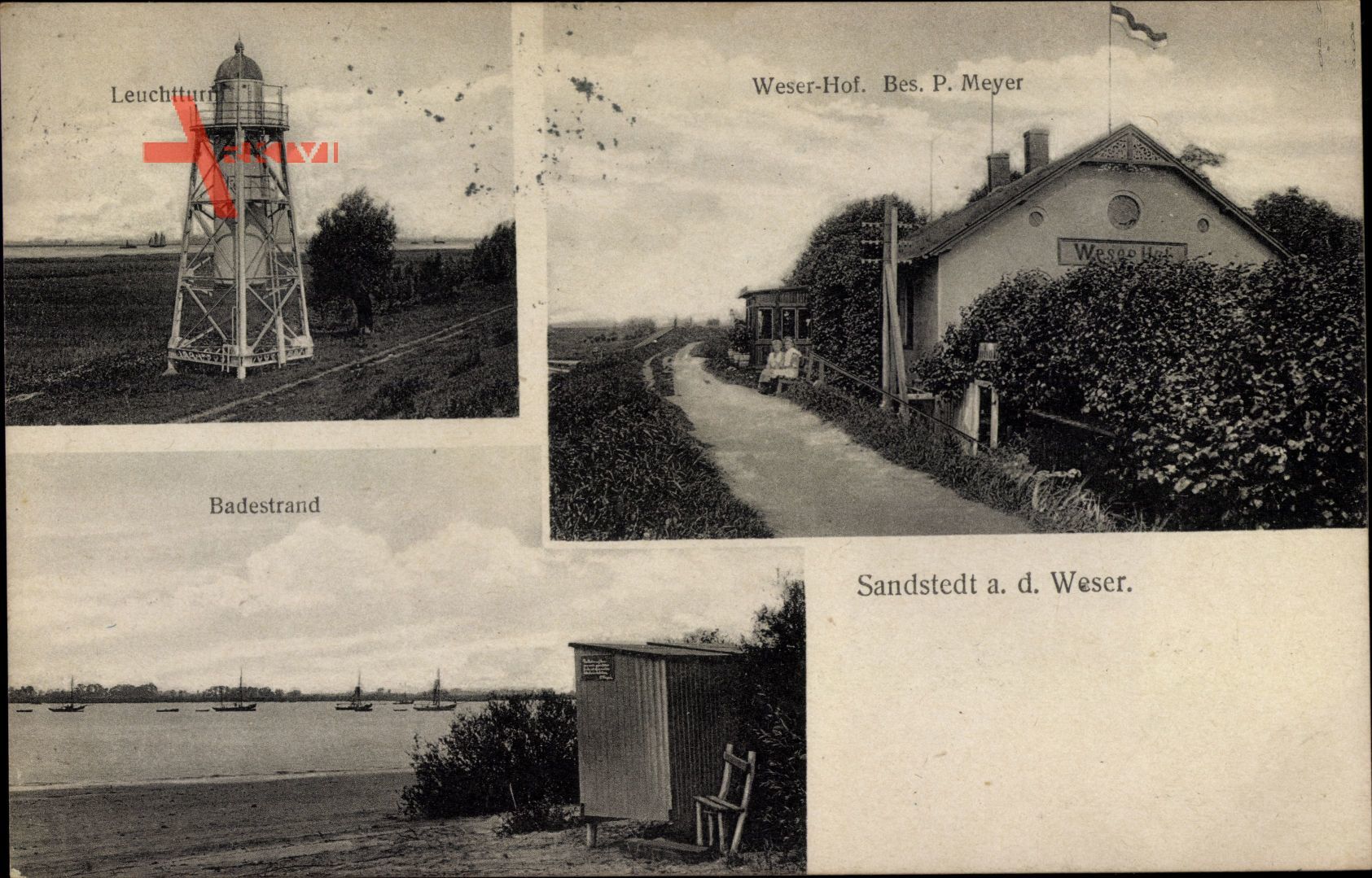Sandstedt Hagen im Bremischen, Leuchtturm, Badestrand, Weser Hof