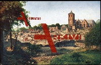 Rethel Ardennes, zerstörter Stadtteil bei der Kirche