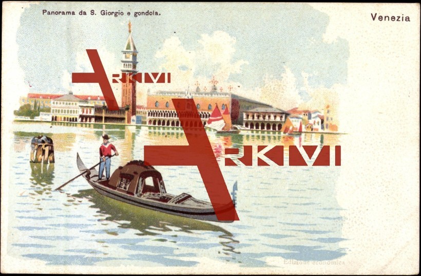 Venedig, Panorama da S. Giorgio e gondola, Turm
