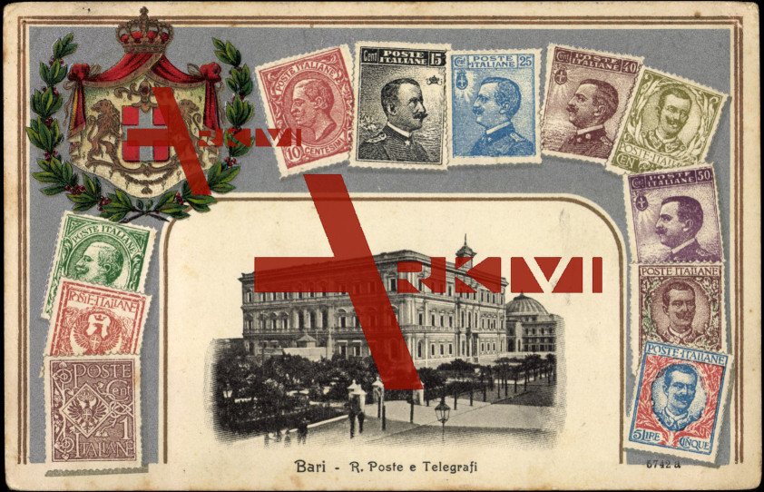 Briefmarken Bari Puglia, R. Poste e Telegrafi