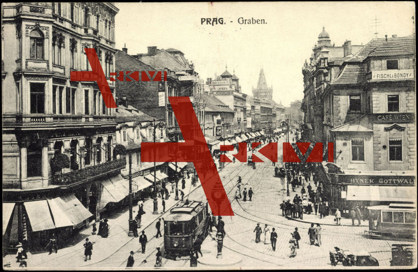 Prag, Graben, Straßenbahn, Cafe Wien, Hynek Gottwald