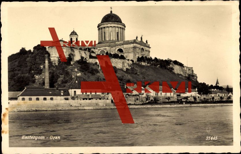 Esztergom Ungarn, Blick von Donau zum Dom