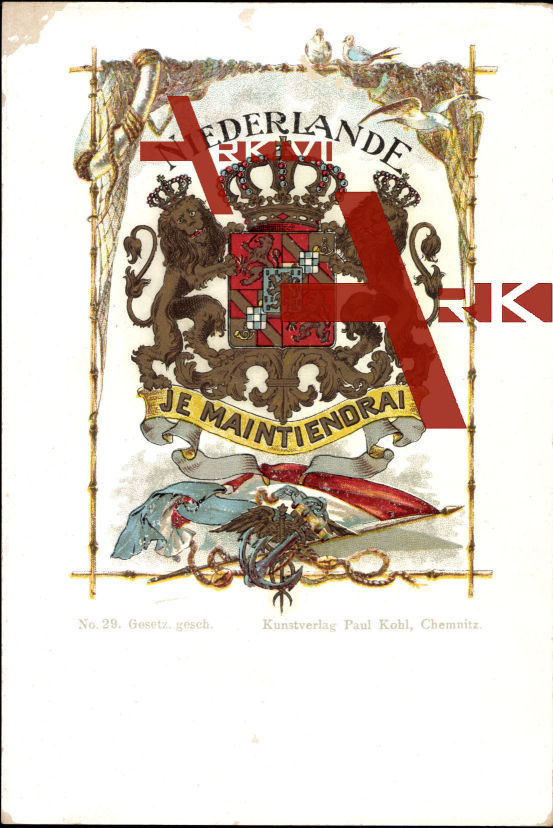 Wappen Niederlande, Löwen, Krone, Vögel