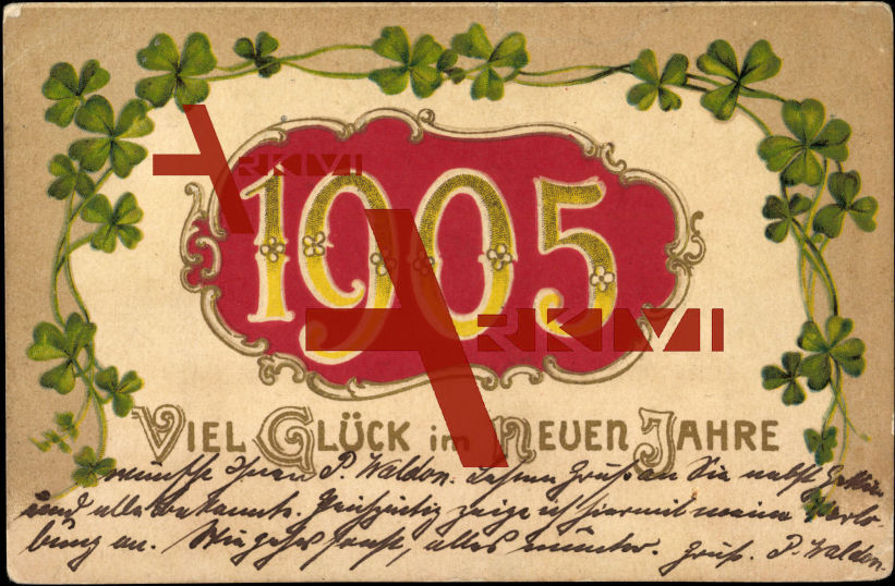 Glückwunsch Neujahr 1905, Kleeblatt