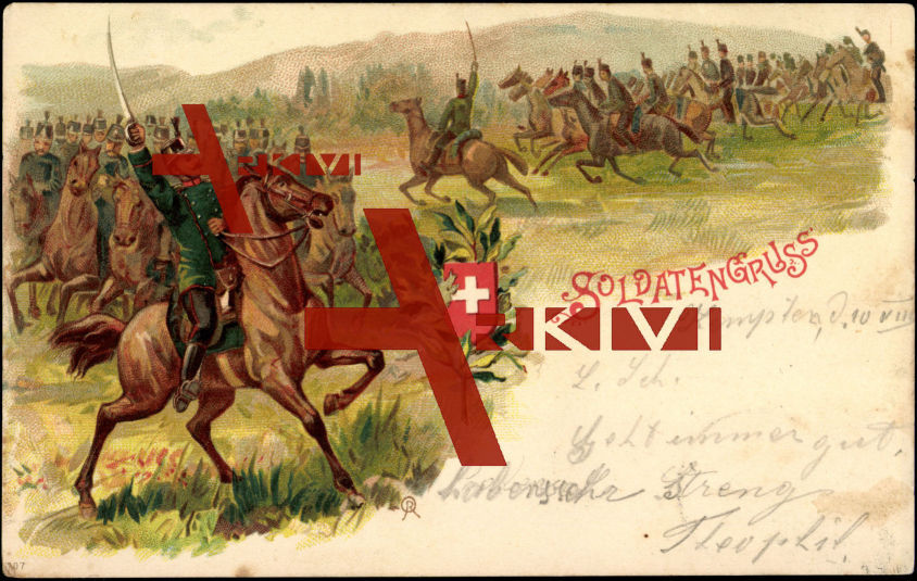 Soldaten Gruß, Schweizer Kavalleriesoldaten