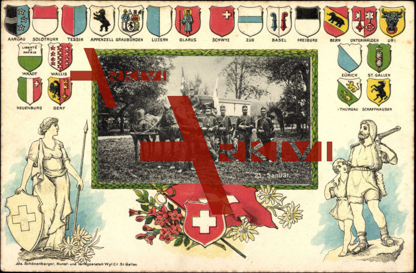 Wappen Kantone Schweiz, Trupp von Sanitätssoldaten