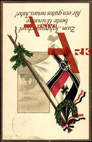 Zum Jahreswechsel beste Wünsche, Flagge, Kranz