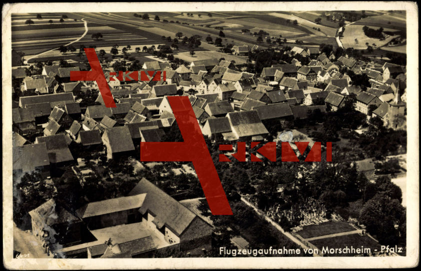 Morschheim, Fliegeraufnahme vom Ort, Umgebung