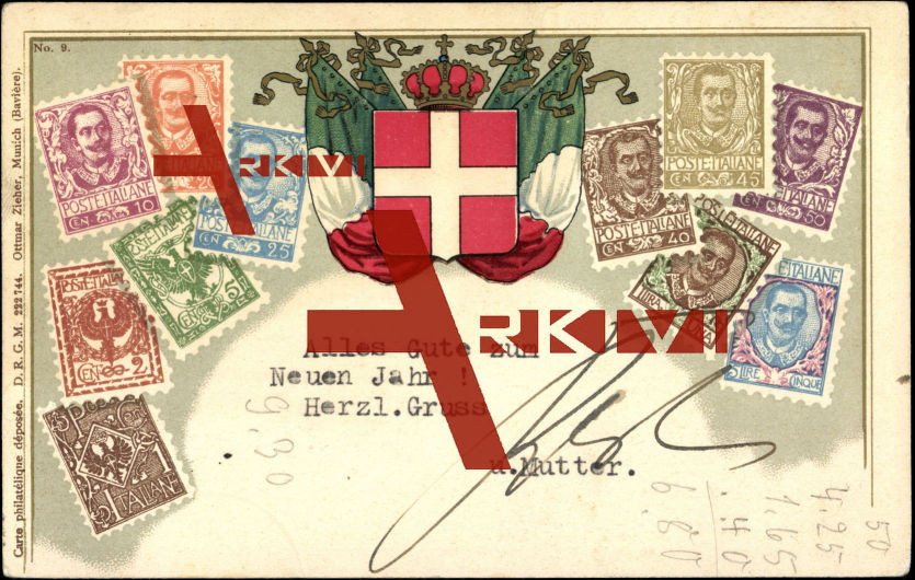 Briefmarken Italien, Wappen, Flaggen, 10 Cent, Lire