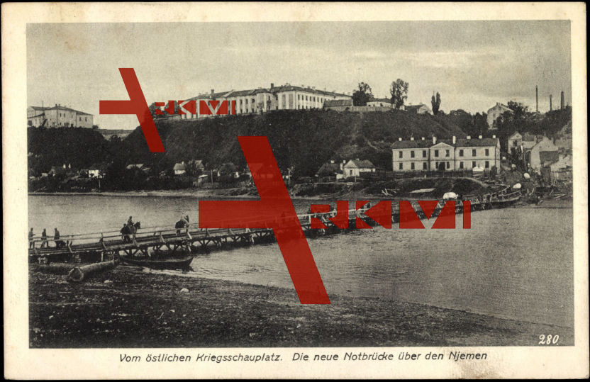 Njemen Litauen, Kriegsschauplatz, Notbrücke, Häuser