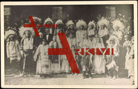 Group Photo of Indians, Head Feathers, Costumes